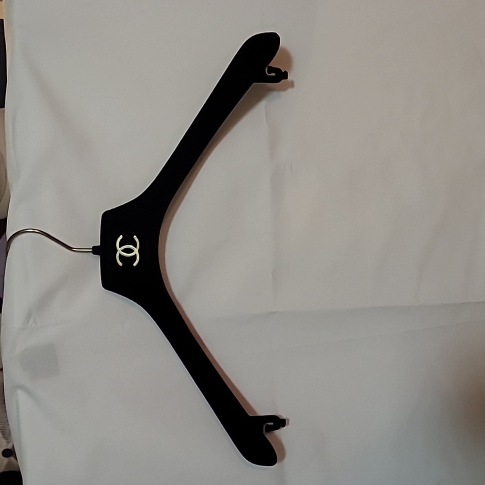 CHANEL Black Velvet Hanger With Gold Trim